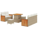 Havesofa Sæt med pude 10 pcs Beige og creme polyrattan