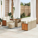 Havesofa Sæt med pude 10 pcs Beige og creme polyrattan