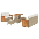 Havesofa Sæt med pude 10 pcs Beige og creme polyrattan