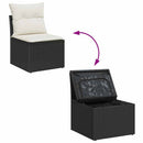 Havesofa Sæt med pude 11 pcs Sort og Cream polyrattan