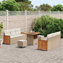 Havesofa Sæt med pude 11 pcs Beige og creme polyrattan