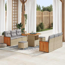 Havesofa Sæt med pude 11 pcs Beige og lys grå polyrattan