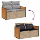 Havesofa Sæt med pude 11 pcs Beige og lys grå polyrattan