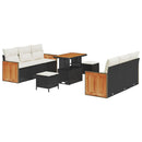 Havesofa Sæt med pude 11 pcs Sort og Cream polyrattan