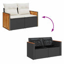 Havesofa Sæt med pude 11 pcs Sort og Cream polyrattan