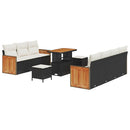 Havesofa Sæt med pude 13 pcs Sort og Cream polyrattan