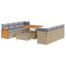 Havesofa Sæt med pude 12 pcs Beige og lys grå polyrattan