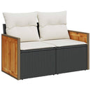 Havesofa Sæt med pude 9 pcs Sort og Cream polyrattan