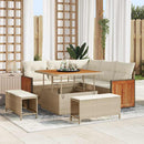 Havesofa Sæt med pude 9 pcs Beige og creme polyrattan