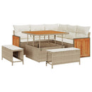 Havesofa Sæt med pude 9 pcs Beige og creme polyrattan