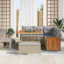 Havesofa Sæt med pude 9 pcs Beige og lys grå polyrattan