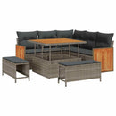 Havesofa Sæt med pude 9 pcs Grå polyrattan