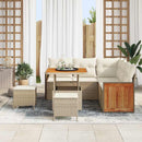 Havesofa Sæt med pude 9 pcs Beige og creme polyrattan