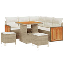 Havesofa Sæt med pude 9 pcs Beige og creme polyrattan