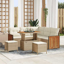 Havesofa Sæt med pude 9 pcs Beige og creme polyrattan