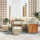 Havesofa Sæt med pude 9 pcs Beige og creme polyrattan