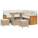 Havesofa Sæt med pude 9 pcs Beige og creme polyrattan
