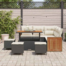 Havesofa Sæt med pude 9 pcs Sort og Cream polyrattan
