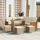 Havesofa Sæt med pude 9 pcs Beige og creme polyrattan