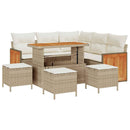 Havesofa Sæt med pude 9 pcs Beige og creme polyrattan