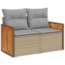 Havesofa Sæt med pude 9 pcs Beige og lys grå polyrattan