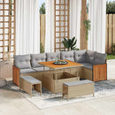 Havesofa Sæt med pude 11 pcs Beige og lys grå polyrattan
