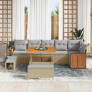 Havesofa Sæt med pude 11 pcs Beige og lys grå polyrattan