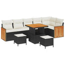 Havesofa Sæt med pude 11 pcs Sort og Cream polyrattan
