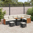 Havesofa Sæt med pude 11 pcs Sort og Cream polyrattan