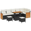 Havesofa Sæt med pude 11 pcs Sort og Cream polyrattan