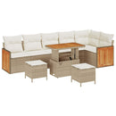 Havesofa Sæt med pude 11 pcs Beige og creme polyrattan