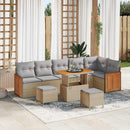 Havesofa Sæt med pude 11 pcs Beige og lys grå polyrattan