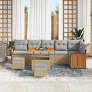 Havesofa Sæt med pude 11 pcs Beige og lys grå polyrattan