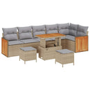 Havesofa Sæt med pude 11 pcs Beige og lys grå polyrattan