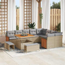 Havesofa Sæt med pude 13 pcs Beige og lys grå polyrattan