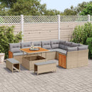 Havesofa Sæt med pude 13 pcs Beige og lys grå polyrattan