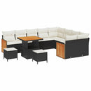 Havesofa Sæt med pude 13 pcs Sort og Cream polyrattan