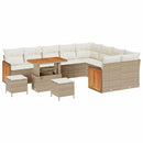 Havesofa Sæt med pude 13 pcs Beige og creme polyrattan