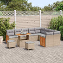 Havesofa Sæt med pude 13 pcs Beige og lys grå polyrattan
