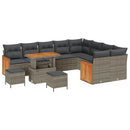 Havesofa Sæt med pude 13 pcs Grå polyrattan