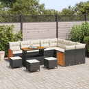 Havesofa Sæt med pude 14 pcs Sort og Cream polyrattan