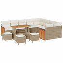 Havesofa Sæt med pude 14 pcs Beige og creme polyrattan