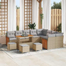Havesofa Sæt med pude 14 pcs Beige og lys grå polyrattan
