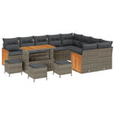 Havesofa Sæt med pude 14 pcs Grå polyrattan