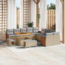 Havesofa Sæt med pude 17 pcs Beige og lys grå polyrattan