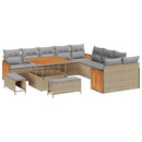 Havesofa Sæt med pude 17 pcs Beige og lys grå polyrattan