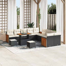 Havesofa Sæt med pude 17 pcs Sort og Cream polyrattan