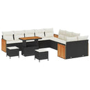 Havesofa Sæt med pude 17 pcs Sort og Cream polyrattan