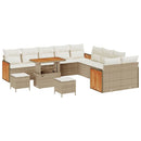Havesofa Sæt med pude 17 pcs Beige og creme polyrattan