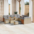 Havesofa Sæt med pude 17 pcs Beige og lys grå polyrattan